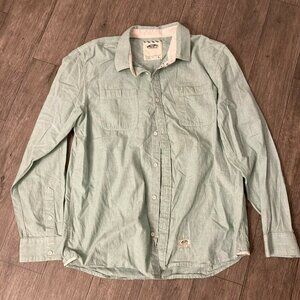 Vans Shirt Mens L 100% Cotton Green Off The Wall Button Down Long Sleeve
